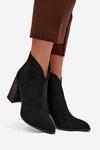 Leather Suede Women's Ankle Boots with Heel Lining Black Zivella