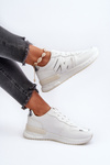 Women's White Faux Leather Sneakers Kaimans