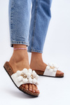 Women's White Sandals with Decorations Bunlia