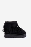 Children's Fur-Lined Snow Boots with Decorative Fringes Black Nimia