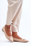 Suede Ballet Flats with Ornamentation Beige Noldaia