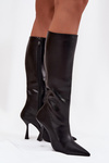 Women's Knee-High Heeled Boots Black Vionette