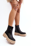 Leather Boots Workery Black-Beige Loretta