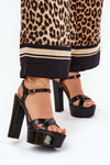 Ladies sandals on high heel and platform lacquered black Jovenes