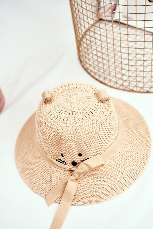 Children's Hat With Kitty BRUNO ROSSI Beige