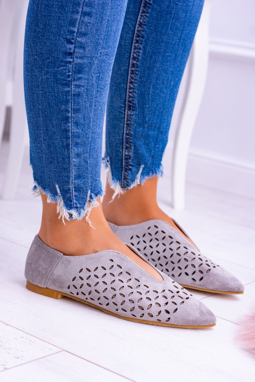 Lu Boo Grey Suede Women's Slip-on Half Shoes Synthia