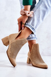 Suede Openwork boots Lewski Shoes 3165 Beige