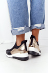 Wedge Sneakers Slip-On Black-Gold City Beat