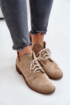 Zazoo 2959 Suede Oxford Shoes Lace-Up Flat Heel Beige