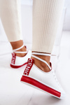 Women's Leather Sneakers White and Red Mikayla