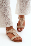 Flat Women's Sandals with Decoration S.Barski KV27-051 Gold