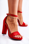Classic Suede Sandals On A Bar Red Aveira