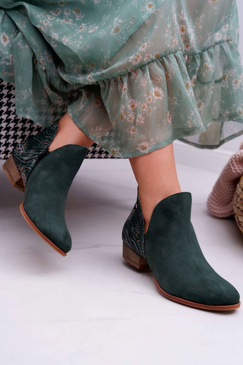 Women's Leather Boots Maciejka Green 04091-19