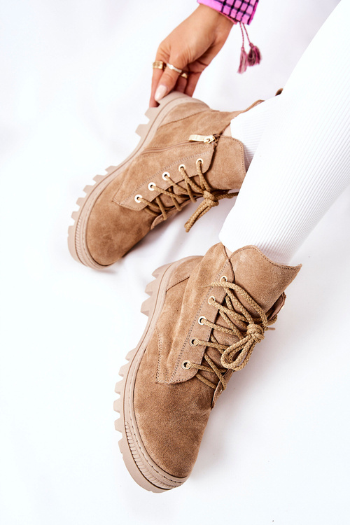 Padded Suede Boots Trappers Camel Cressid