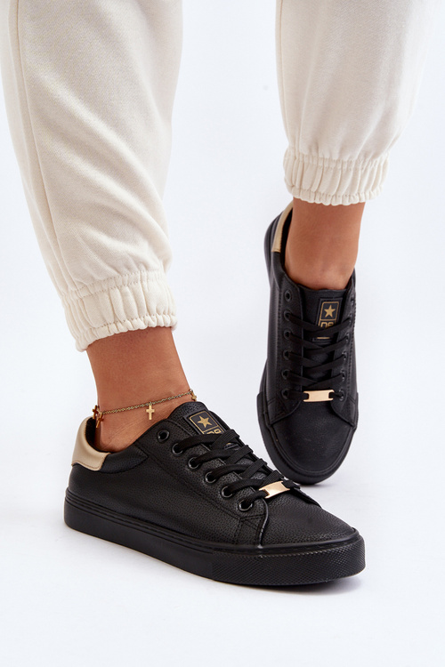 Trampki Eko Skóra Damskie Czarne Tiraelle 24SP02-7051