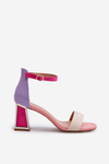 Pink suede sandals with a block heel Pholia