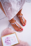 Women's Sandals with Rhinestones Pink Gold Tenese