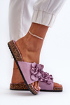 Women's Sandals on Cork Platform with Eco Suede Purple Jaihini