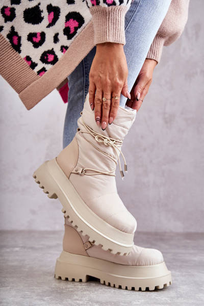 Women's Snow Boots On The Platform Beige Lilou