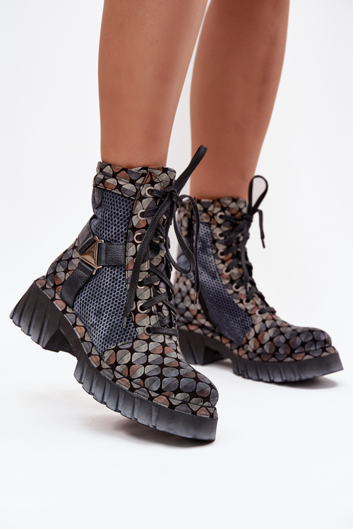 Leather Women's Work Boots Maciejka 07072-03 Multicolor