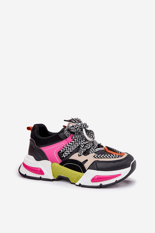 Buty sportowe Sneakersy Z Podwójnym Sznurowaniem Damskie Czarne Efobell