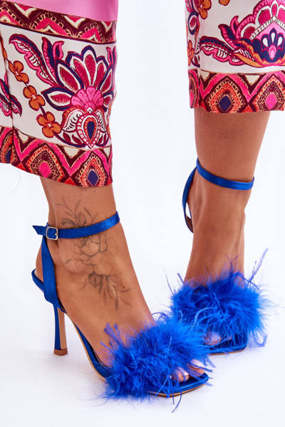 Women's Sandals With Feathers Blue Tiffany