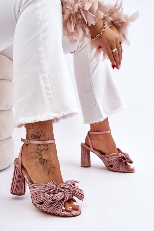 Fashionable Sandals With A Bow On Heels Beige Callum