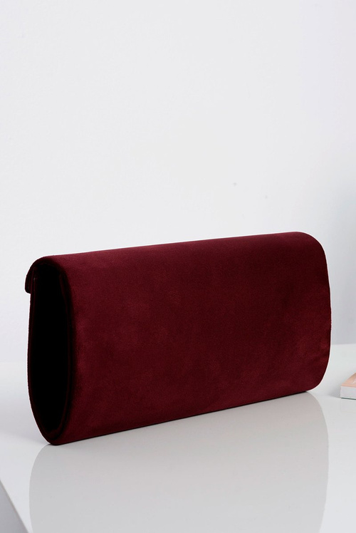 Women's Maroon Suede Clutch Bag Gold Chain