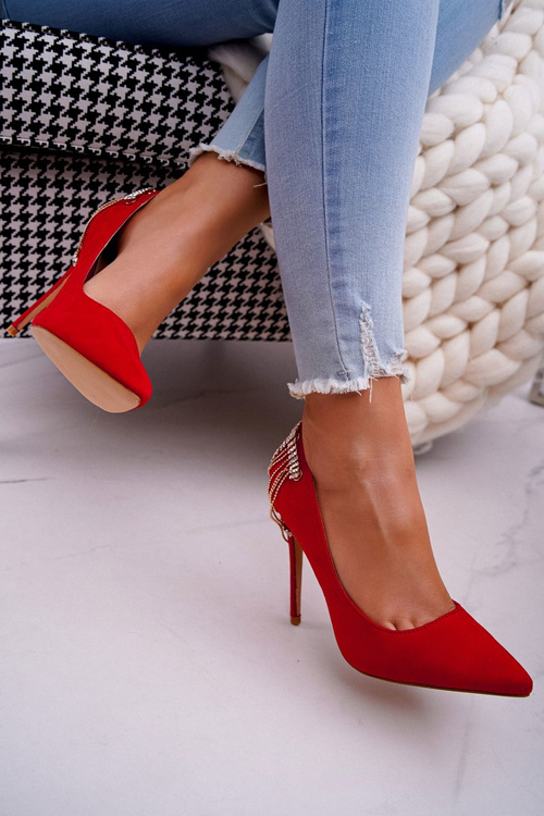 Women's Red Suede Party Stilettos Pacardo
