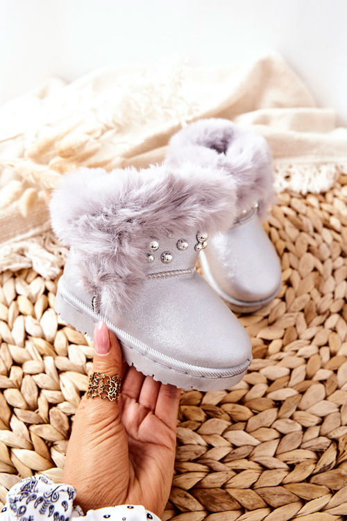 Children's Snow Boots Insulated With Fur Silver Bonni