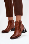 Leather Women's Heeled Boots with Heating Zazoo 60563 Brown