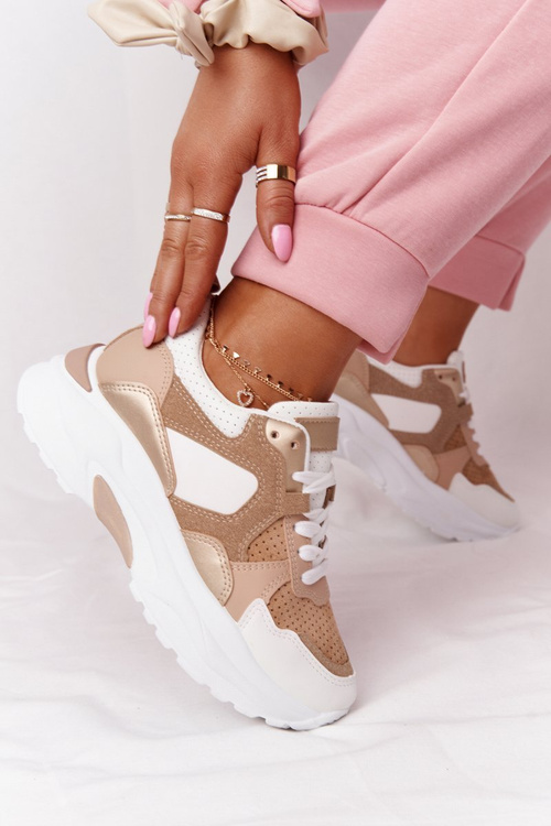 Women's Sneakers On A Chunky Sole Beige Yolo