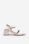 Women's White Faux Leather Block Heel Sandals Leisha