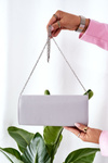 Elegant Clutch Bag With Chain Grey