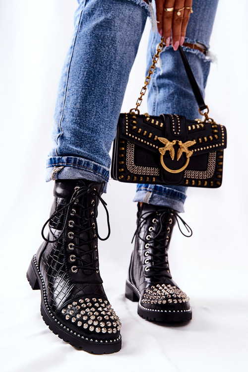 Zipped studded boots Black Sorela