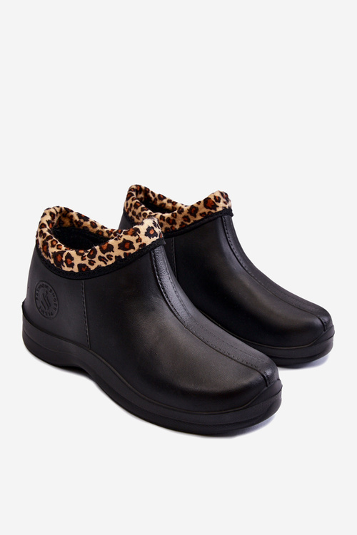 Women's Slip-On Warm Rain Boots Spots Black Izera