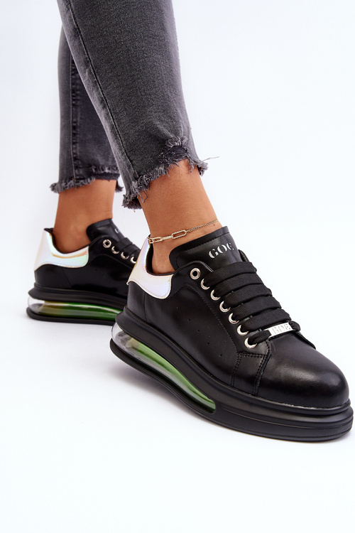 Sneakersy Damskie Skóra Naturalna Czarne GOE NN2N4030