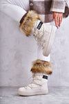 Women's Lace-up Snow Boots Beige Santero