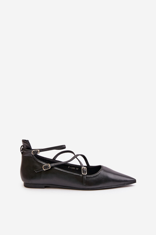 Women Ballerinas With Pointed Toes And Intertwined Straps Black Violra