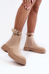 Suede Ankle Boots With Massive Sole Light Beige Ozaro 