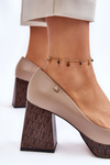 Fashionable Leather Pumps Laura Messi 2599 Beige