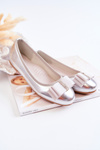 Leather Children's Ballerinas With A Decorative Bow Silver Claril