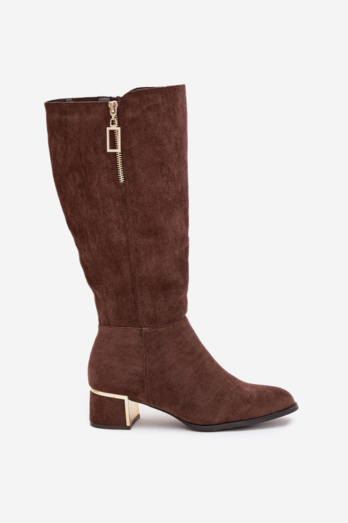 Women's heeled boots made of eco suede brown Lyvienne