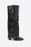 Ladies Boots With Turned Shaft On Heel Black Kaielia