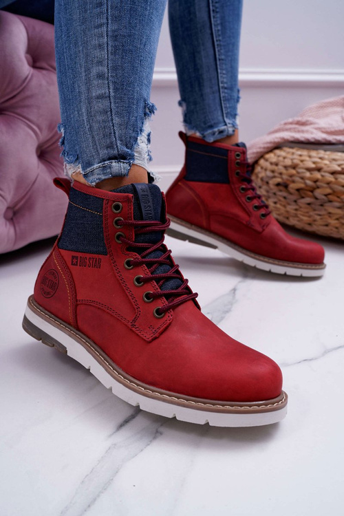 Women's Boots Trappers Big Star Leather Maroon EE274006