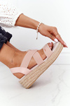 Wedge Sandals With Drawstring Big Star HH274413 Pink