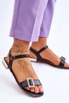 Flat Sandals With Golden Heels Black Mindley