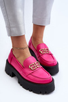 Zazoo 20164 Women's Genuine Leather Loafers Fuchsia