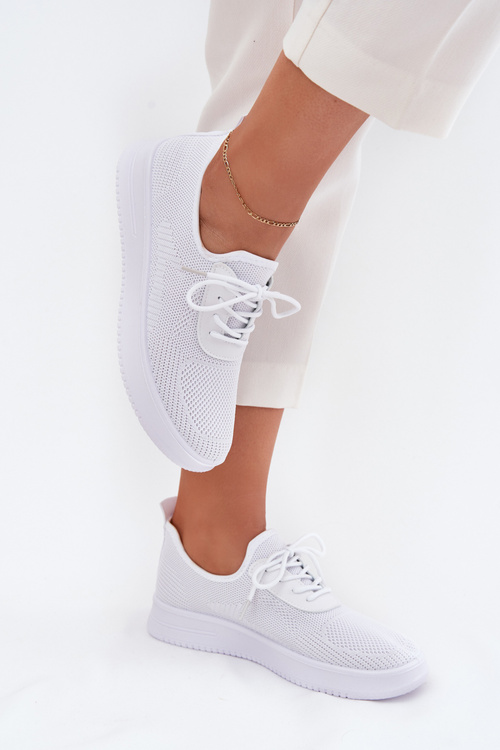 Women White Fabric Slip-On Sports Shoes on Platform Kalyra