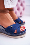 Women's Platform Sandals Jeans Navy Blue DoThis!